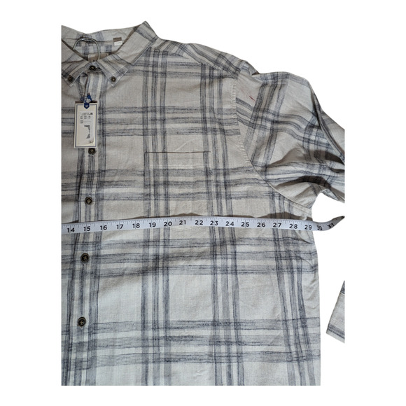 Rowm - Men's 3XB - Cream and Gray-Checked Shirt Long Sleeved Button Up Shirt NWT - Picture 4 of 8